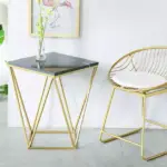 طاولة خدمة من الاستيل المذهب والرخام