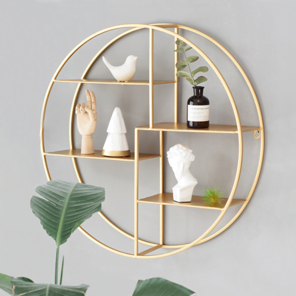 رف جداري دائري من الاستيل مذهب