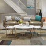 طقم طاولات قهوة من الاستيل المذهب والرخام