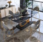 طاولة طعام رخام مع كراسي شيك