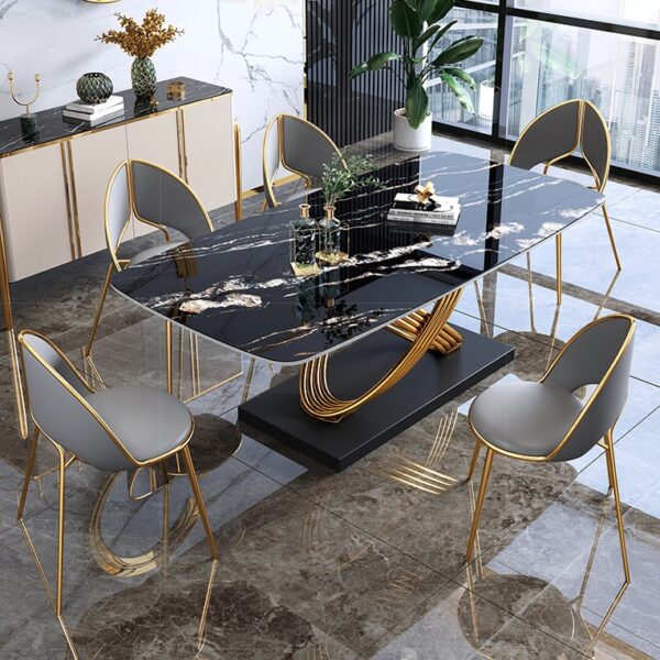 طاولة طعام رخام مع كراسي شيك