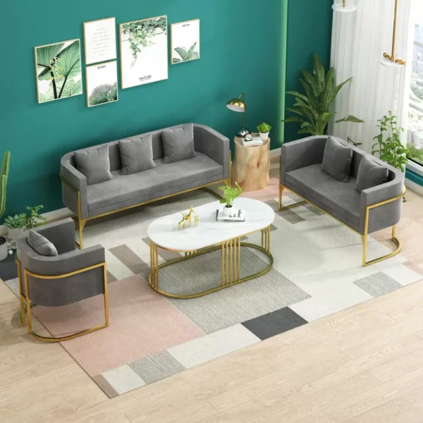 طاولة قهوة تصميم حديث من الاستيل والرخام