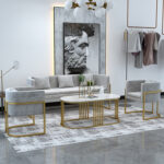 ⁦طاولة قهوة تصميم حديث من الاستيل والرخام⁩ - الصورة ⁦2⁩