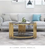 ⁦طاولة قهوة من الاستيل المذهب بتصميم فخم⁩ - الصورة ⁦5⁩