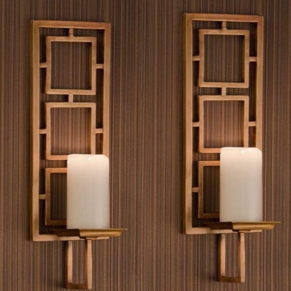 ديكور 2 حامل شمع من الاستيل المذهب