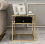 ⁦طاولة خدمة بدرج من الاستيل المذهب⁩ - الصورة ⁦2⁩