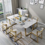 طاولة طعام رخام مع كراسي فخمة