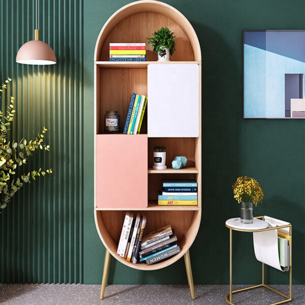 خزانة كتب بيضاوية بتصميم مودرن