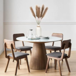 ⁦طاولة خشب دائرية مودرن بتصميم بسيط⁩ - الصورة ⁦3⁩