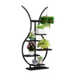 ⁦ارفف تخزين شيك من الاستيل الاسود والخشب⁩ - الصورة ⁦2⁩