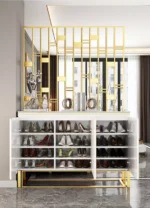 ⁦خزانة احذية مع فاصل استيل مذهب⁩ - الصورة ⁦3⁩