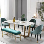 طاولة طعام رخام بلمسة الاستيل الفاخر