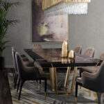 طاولة طعام رخام فاخرة بتصميم اسبانى مع كراسي