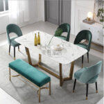 ⁦طاولة طعام رخام بلمسة الاستيل الفاخر⁩ - الصورة ⁦2⁩