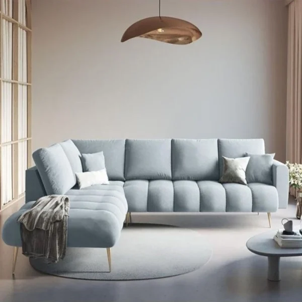 كنب زاويه شيك وارجل استيل مذهب