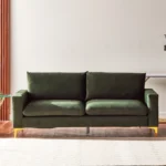 ⁦كنبة ثلاثية مخملية بتصميم دوريا⁩ - الصورة ⁦2⁩