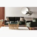 ⁦كنبة ثلاثية مخملية بتصميم دوريا⁩ - الصورة ⁦3⁩