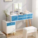 ⁦تسريحة مع مرآة قابلة للطي مع كرسي⁩ - الصورة ⁦5⁩