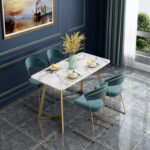 ⁦طاولة طعام بسطح رخامي مع كراسى⁩ - الصورة ⁦2⁩