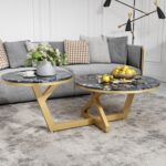 ⁦طاولة قهوة رخامية بتصميم مزدوج⁩ - الصورة ⁦4⁩