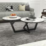 ⁦طاولة قهوة رخامية بتصميم مزدوج⁩ - الصورة ⁦2⁩