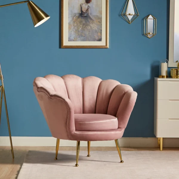 كرسي مودرن مخملي بتصميم دائري