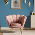 ⁦كرسي مودرن مخملي بتصميم دائري⁩ - الصورة ⁦2⁩
