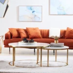 ⁦طقم طاولة قهوة بسطح رخام من قطعتين⁩ - الصورة ⁦2⁩