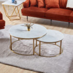 ⁦طقم طاولة قهوة بسطح رخام من قطعتين⁩ - الصورة ⁦3⁩