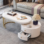 ⁦طاولة قهوة باللون الابيض والذهبي⁩ - الصورة ⁦3⁩