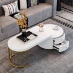 ⁦طاولة قهوة باللون الابيض والذهبي⁩ - الصورة ⁦2⁩