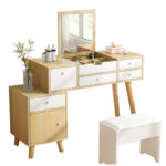 ⁦تسريحة مع مرآة قابلة للطي مع كرسي⁩ - الصورة ⁦9⁩