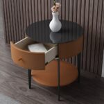 طاولة جانبية معدنىة مستديرة بتصميم حديث