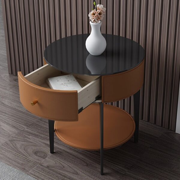 طاولة جانبية معدنىة مستديرة بتصميم حديث