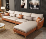 ⁦كنبة زاوية جلد فاخرة متعددة الألوان⁩ - الصورة ⁦3⁩