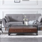 طاولة قهوة مودرن بسطح زجاج