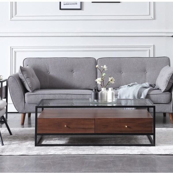 طاولة قهوة مودرن بسطح زجاج