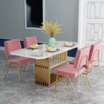 طاولة طعام رخام مع كراسي