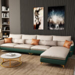 كنبة زاوية جلد فاخرة متعددة الألوان