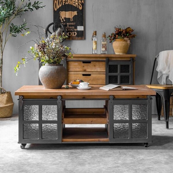 طاولة قهوة بتصميم ريفي جميل