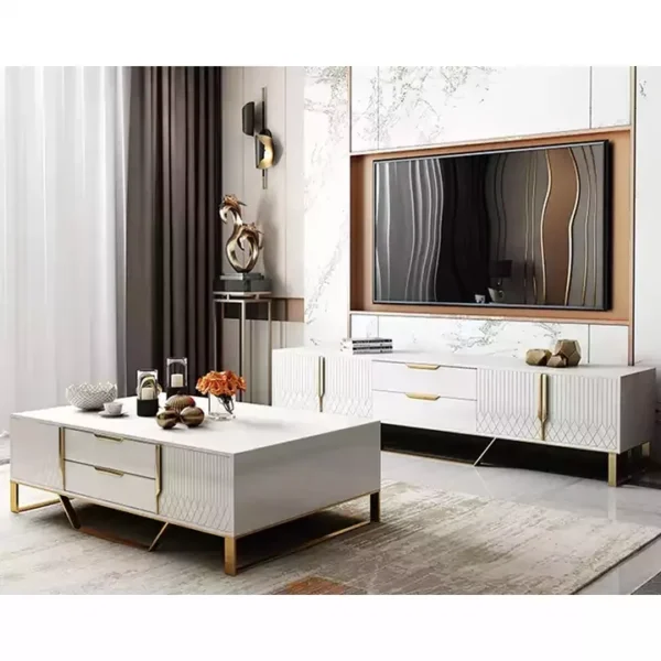 طقم طاولات قهوة و تلفاز