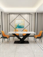 ⁦طاولة طعام من الرخام بقاعدة فاخرة⁩ - الصورة ⁦2⁩