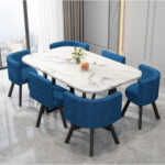 طاولة طعام مستطيلة مع ستة كراسى