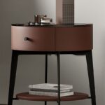 ⁦طاولة جانبية معدنىة مستديرة بتصميم حديث⁩ - الصورة ⁦2⁩