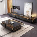 ⁦طقم طاولة تلفاز مع قهوة بتصميم ايطالي كلاسيكي⁩ - الصورة ⁦3⁩