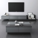 طاولة تلفاز مع طاولة قهوة بتصميم حديث