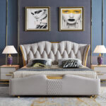 ⁦سرير نوم جلد مع 2 كمودينه⁩ - الصورة ⁦5⁩