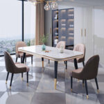 ⁦طاولة طعام رخامية بتصميم مميز⁩ - الصورة ⁦7⁩