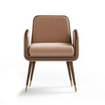 كرسي جلدي فاخر بأرجل معدنية