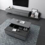 ⁦طاولة تلفاز مع طاولة قهوة بتصميم حديث⁩ - الصورة ⁦3⁩